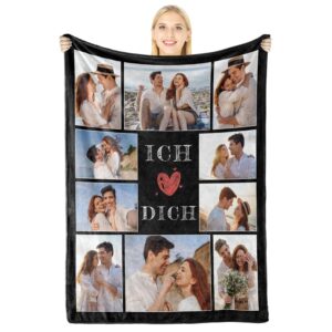 Personalisierte Decke als Valentinstagsgeschenk für Ihn und Sie – Foto-Decke für Freundinnen, Freunde, Frauen und Männer – Individuelle Fotogeschenke für Paare