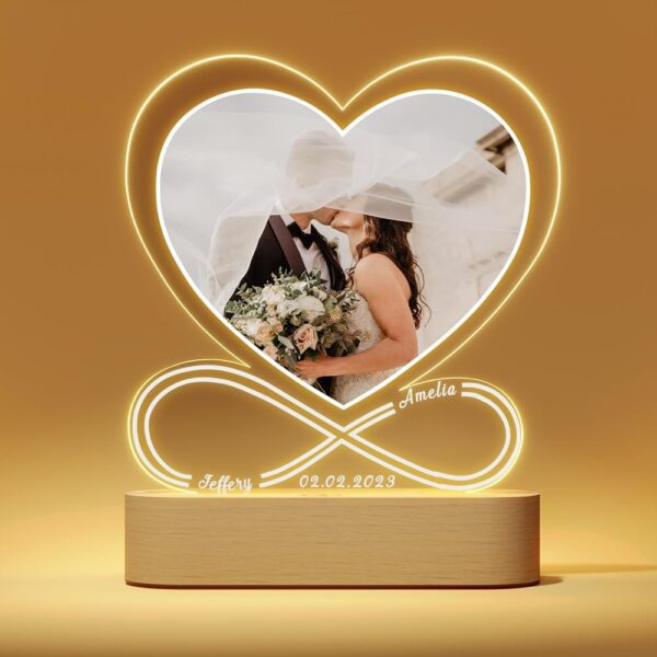 Personalisierte Geschenke für Frauen, Freunde, Männer und Paare zum Valentinstag, Geburtstag, Jahrestag und Weihnachten - Herz-Acrylglas-Fotolampe -