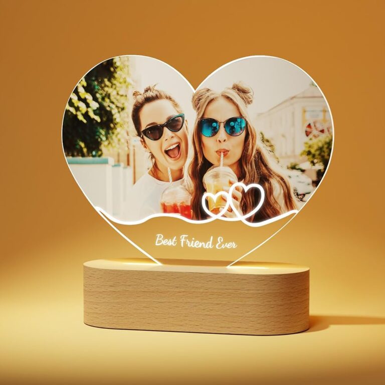 Personalisierte Geschenke für Frauen, Freundinnen, beste Freunde und Familie - Herzförmiges Acrylglasfoto mit LED - Ideen für Weihnachtsgeschenke - Fotogeschenk für Weihnachten,...