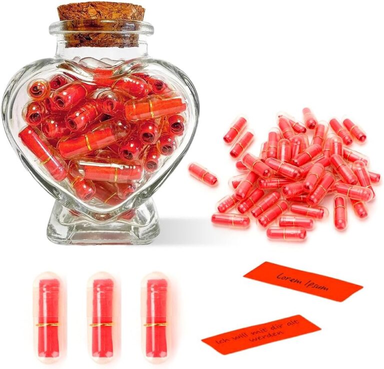 RANJIMA 50 Stück Nachrichten-Kapseln in einer Flasche, DIY Geschenk zum Jahrestag für sie und ihn, ideales Geschenk für Männer und Frauen, Paare am Valentinstag, zur Verlobung...