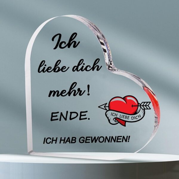 RISFIHEI Jahrestagsgeschenk für Paare, Valentinstagsgeschenk für Ihn, gravierter Acrylblock – Ich liebe dich mehr. Geschenke für Frauen und Männer, romantische Liebesgeschenke