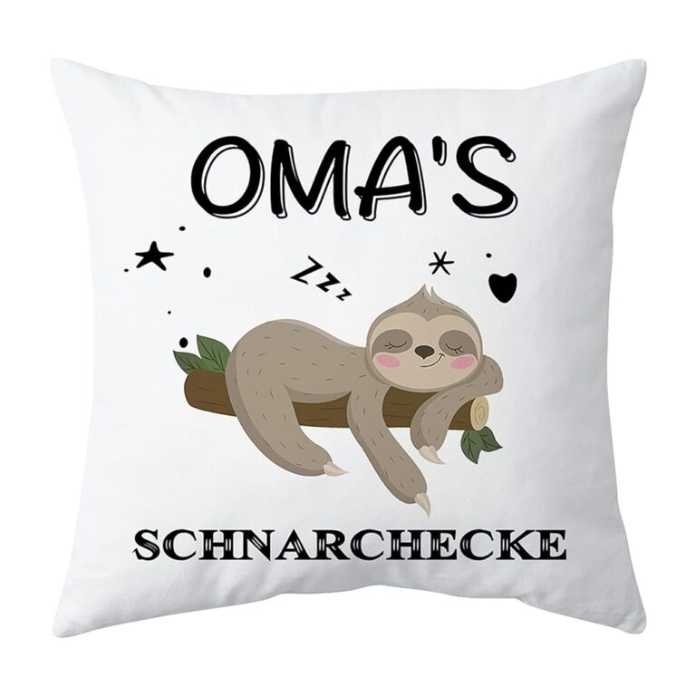 Shoppawhile Kissenbezug für Oma – 45x45 cm – Geschenkidee zu Geburtstag, Muttertag und Weihnachten mit Faultier-Motiv