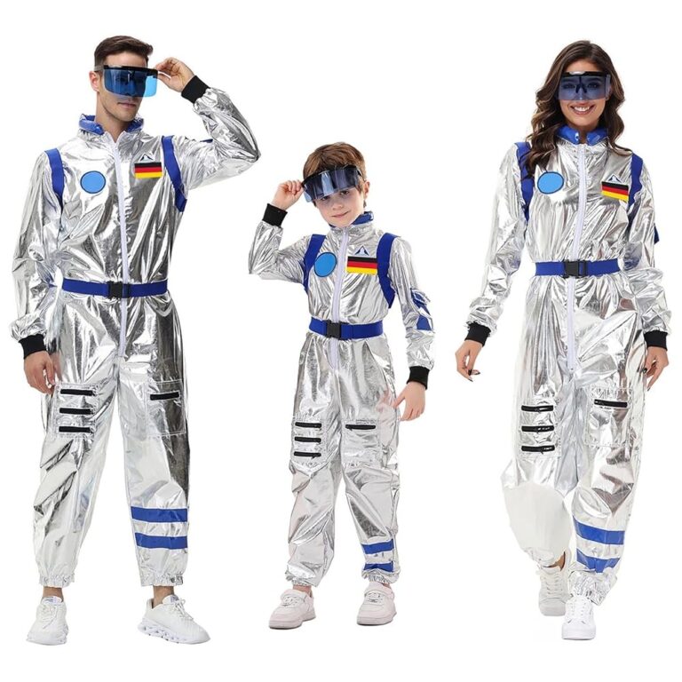 Sunnyuk Raumfahrer Kostüm für Damen, Herren und Kinder - Weltraum Kostüm für Karneval, Fasching und Cosplay - Familien-Set für Astronauten Overall