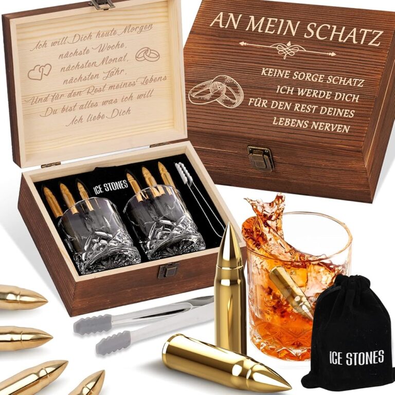 Valentinstag Geschenkset für Whisky-Liebhaber: 2 Whiskygläser und 6 Whisky-Steine, ideales Geschenk für Männer, Freund, Ehemann und Partner