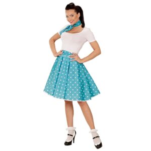 W WIDMANN MILANO Party Mode - 50er Jahre Kostüm, gepunkteter Polkarock und Halstuch, Rockabilly Stil, Rock'n'Roll, Karneval