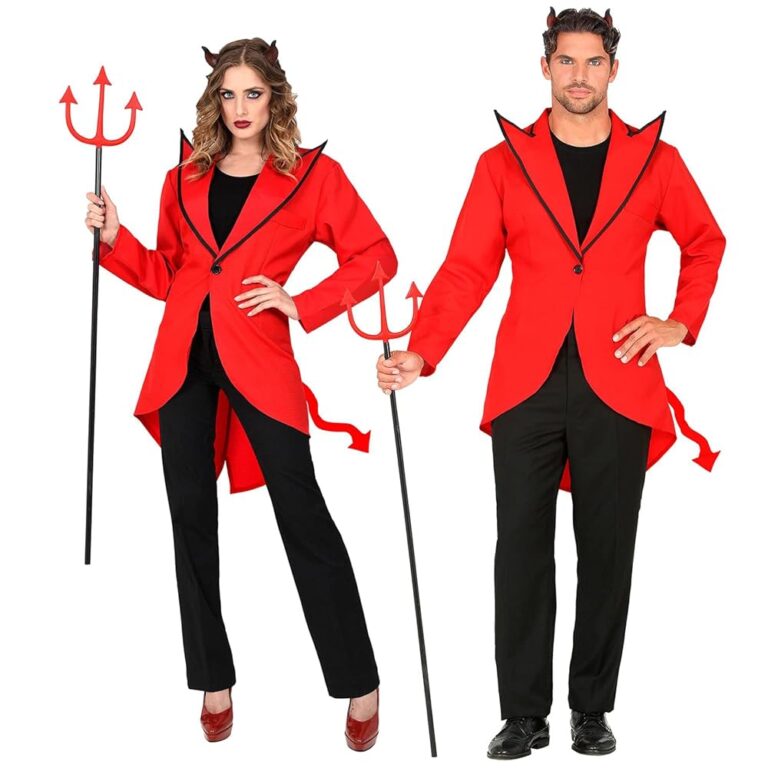 W WIDMANN MILANO Party Mode - Teufelskostüm, Frack in Rot-Schwarz, Unisex, ideal für Halloween, Karneval und Mottopartys