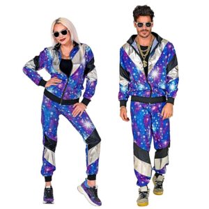 Widmann - 80er Jahre Disco Trainingsanzug Kostüm, Jacke und Hose, Jogginganzug im Retro-Stil für Bad Taste Party, Karneval und Mottoparty