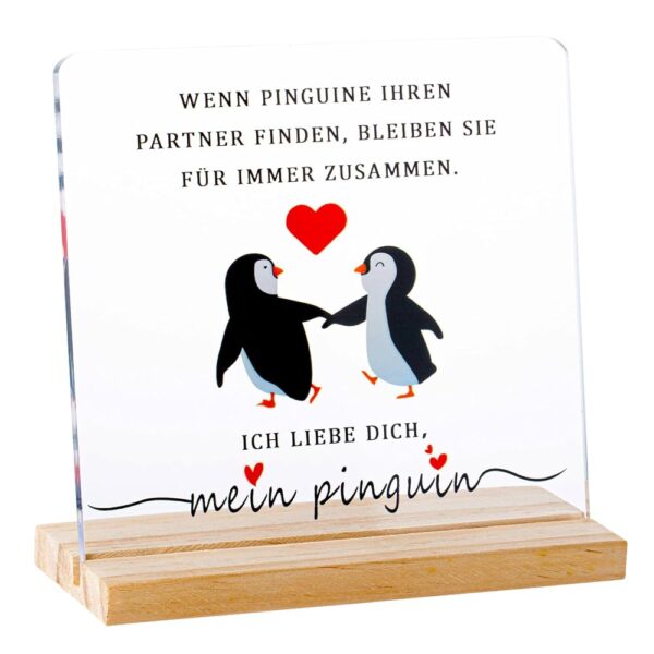 XIANNVXI Ich liebe dich Geschenke für Frauen und Männer, Jahrestagsgeschenk für ihn und sie, Hochzeitsgeschenk, Valentinstagsgeschenk, Pinguin Holzschild als Heimdekoration aus...
