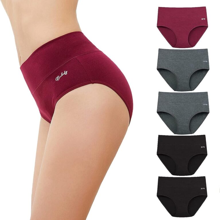 Anqier Damen-Unterhosen, 5er Set Hohe Taille Stretch Baumwolle Atmungsaktive Panties Weiche Unterwäsche für Frauen