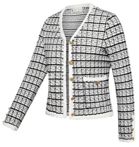 Belle Poque Damen Vintage Cardigan mit V-Ausschnitt, langen Ärmeln und Taschen