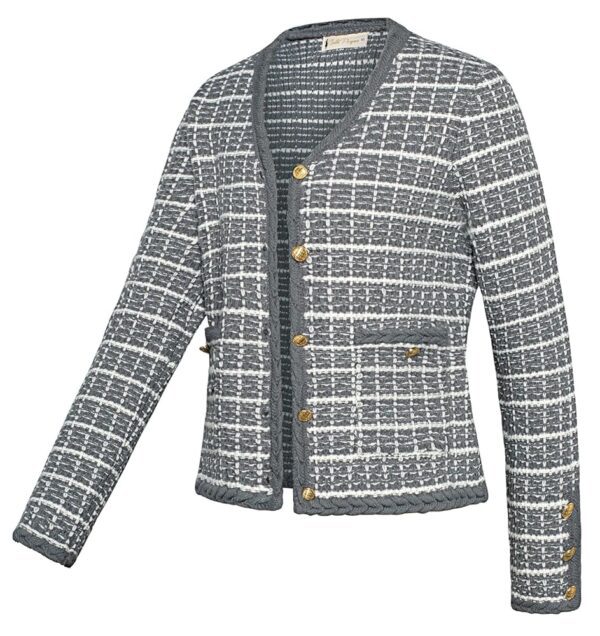 Belle Poque Damen Vintage Cardigan mit V-Ausschnitt, langen Ärmeln und Taschen