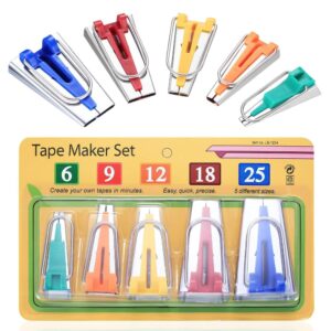 BieMian 5-teiliges Set für Schrägbandformer, Schrägbandmacher, Werkzeug für Stoffschrägbänder, Nähzubehör für Quilting, Tape Maker Set für DIY-Nähprojekte, 6 mm, 9 mm,