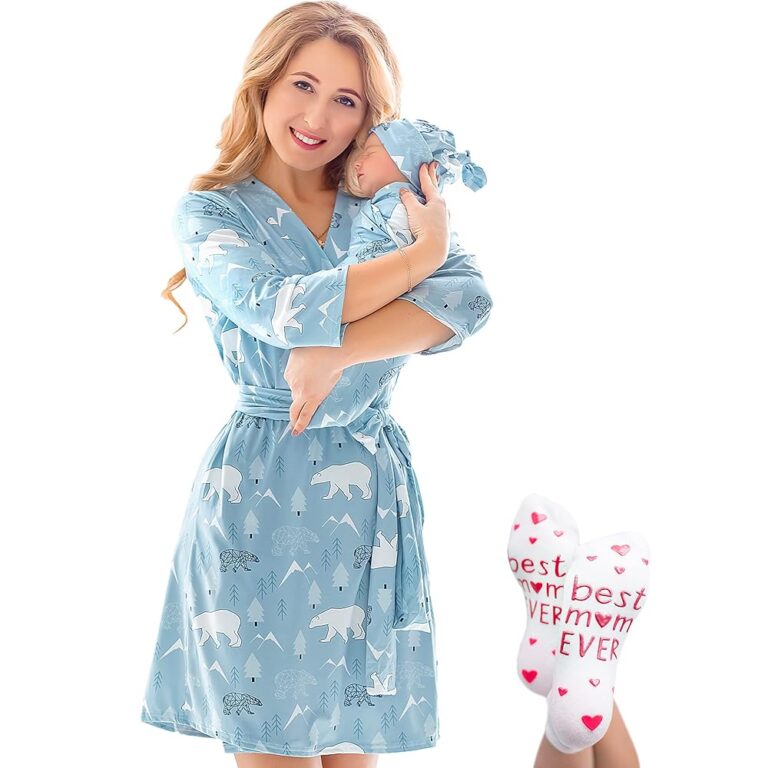 ECO BABY Mommy and Me Bademantel- und Wickelset | Umstandsmantel mit passendem Baby-Set für Mädchen und Jungen | Ideal für Krankenhausaufenthalt und Entbindung