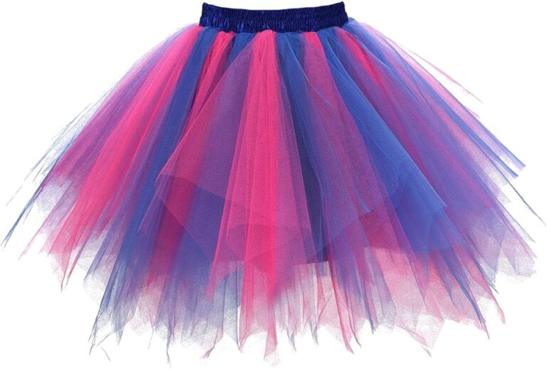 Girstunm Damen Vintage Tüllrock im 50er Jahre Stil – Mehrfarbiger Petticoat, Kurzrock für Tanz und Ballett