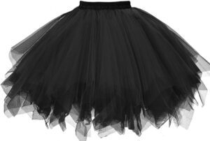GOOBGS Damen 50er Jahre Vintage Ballettrock - Mehrlagiger Tüll Petticoat mit Puff-Effekt