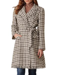 GRACE KARIN Damen Wintermantel – Eleganter knielanger Trenchcoat in A-Linie mit Gürtel und Taschen für Herbst und Winter