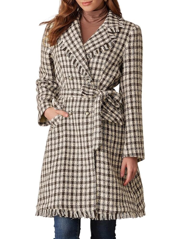 GRACE KARIN Damen Wintermantel – Eleganter knielanger Trenchcoat in A-Linie mit Gürtel und Taschen für Herbst und Winter