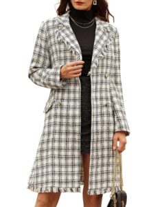 GRACE KARIN Damen Wintermantel Trenchcoat Elegante knielange A-Linie Jacke mit Gürtel und Taschen für Herbst und Winter