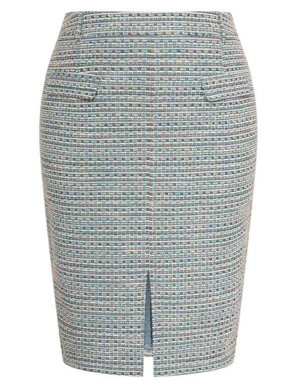 Hanna Nikole Bleistiftrock aus Twill in großer Größe – Halber Rock im Business Casual Stil mit Tweed-Wickel-Design
