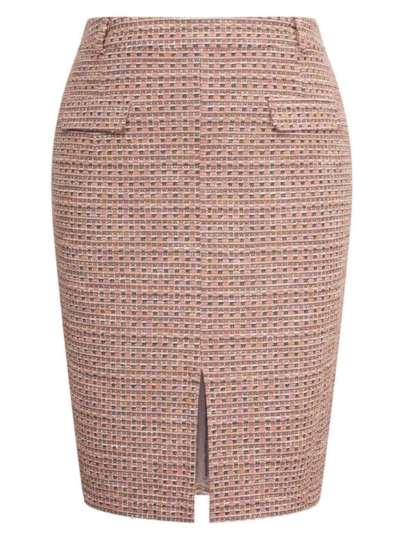 Hanna Nikole Business Casual Twill Bleistiftrock in großen Größen – Halber Wickelrock aus Tweed