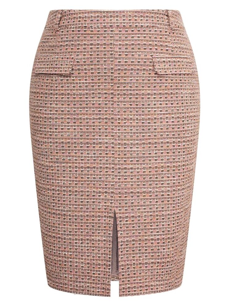 Hanna Nikole Business Casual Twill Bleistiftrock in großen Größen – Halber Wickelrock aus Tweed