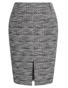 Hanna Nikole halber Rock in großen Größen – Business Casual Twill Bleistiftrock im Tweed-Wickelstil