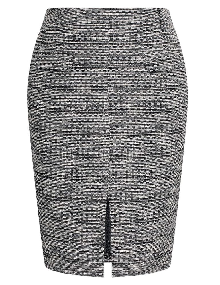 Hanna Nikole halber Rock in großen Größen – Business Casual Twill Bleistiftrock im Tweed-Wickelstil