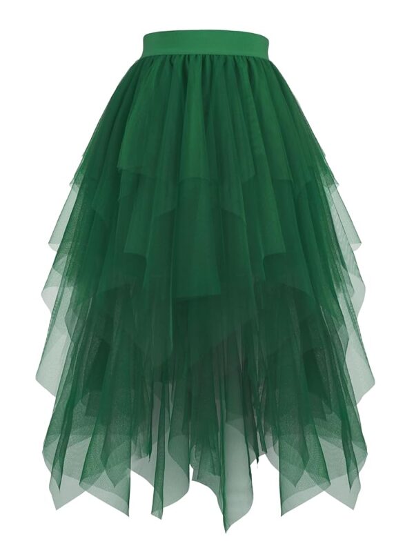 Hanpceirs Damen Tüllrock im High-Low-Design, Schicht-Rock, puffiger Feenrock, A-Linie Midi-Rock, unregelmäßiger Tutu-Rock