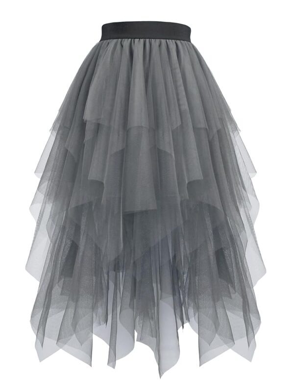 Hanpceirs Damen Tüllrock mit High-Low-Design – Schichtrock im A-Linien-Schnitt, unregelmäßiger Tutu-Rock in Midi-Länge