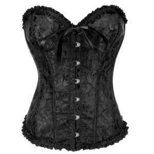 Jecarden Damen Korsett Schwarz - Sexy Unterbrust Corset Top für Frauen, Ästhetisches Schnüren Bustier (XS-6XL)