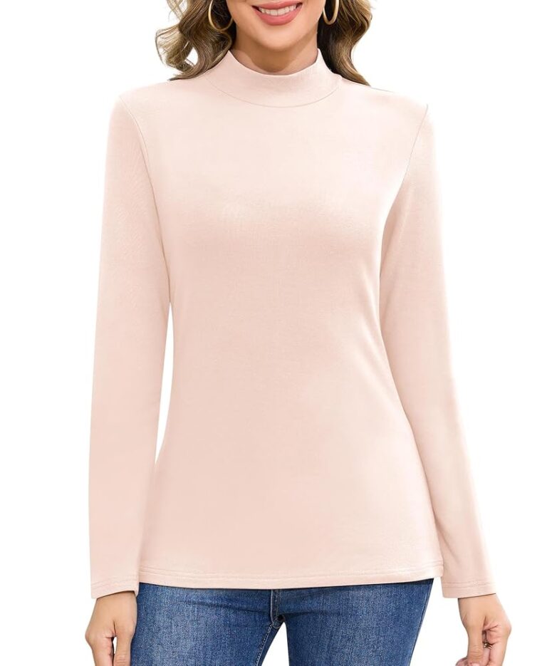 Jiuday Damen Langarm-Thermoshirt mit Stehkragen – Elegantes Fleece-Oberteil im Slim Fit für den Winter, funktionales Thermohemd
