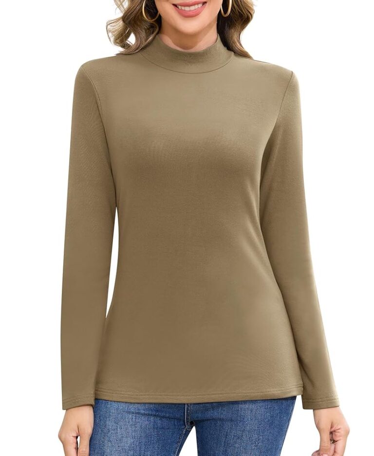Jiuday Damen Thermoshirt Langarm mit Stehkragen – Elegantes Fleece-Oberteil für den Winter im Slim Fit Design