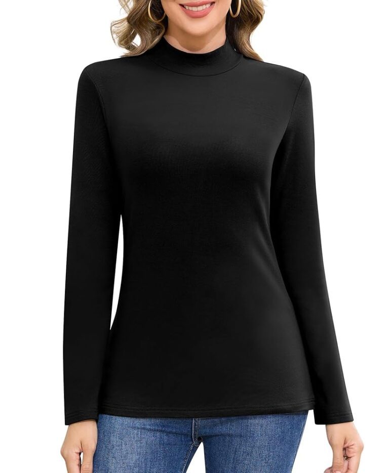 Jiuday Damen Thermoshirt mit Stehkragen - Elegantes Langarm Oberteil für den Winter, Fleece Funktionsshirt im Slim Fit Design