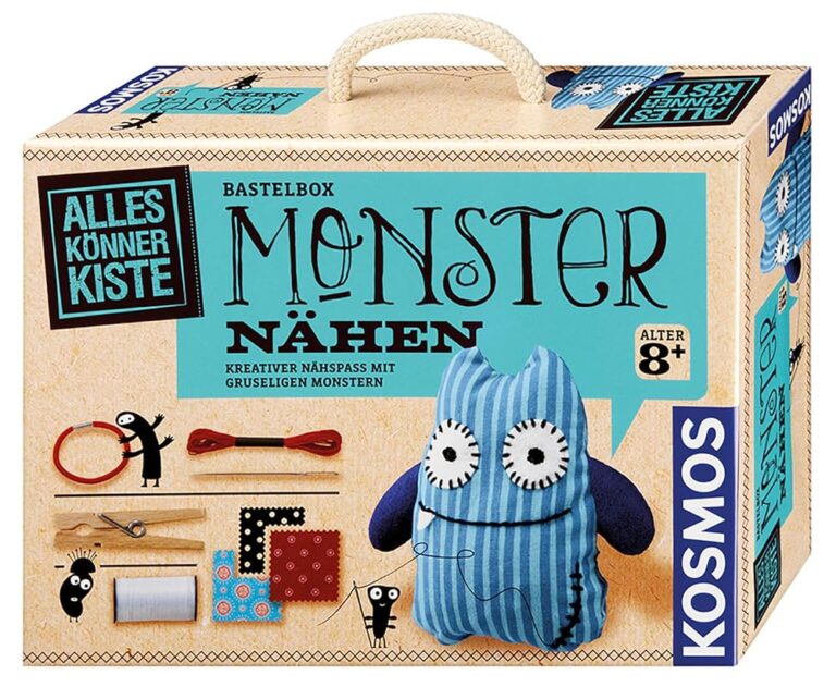 Kosmos 604080 AllesKönnerKiste: Nähset für Monster für Anfänger - DIY Bastelset für Kinder ab 8 Jahren, ideal für Kindergeburtstage und Nähprojekte