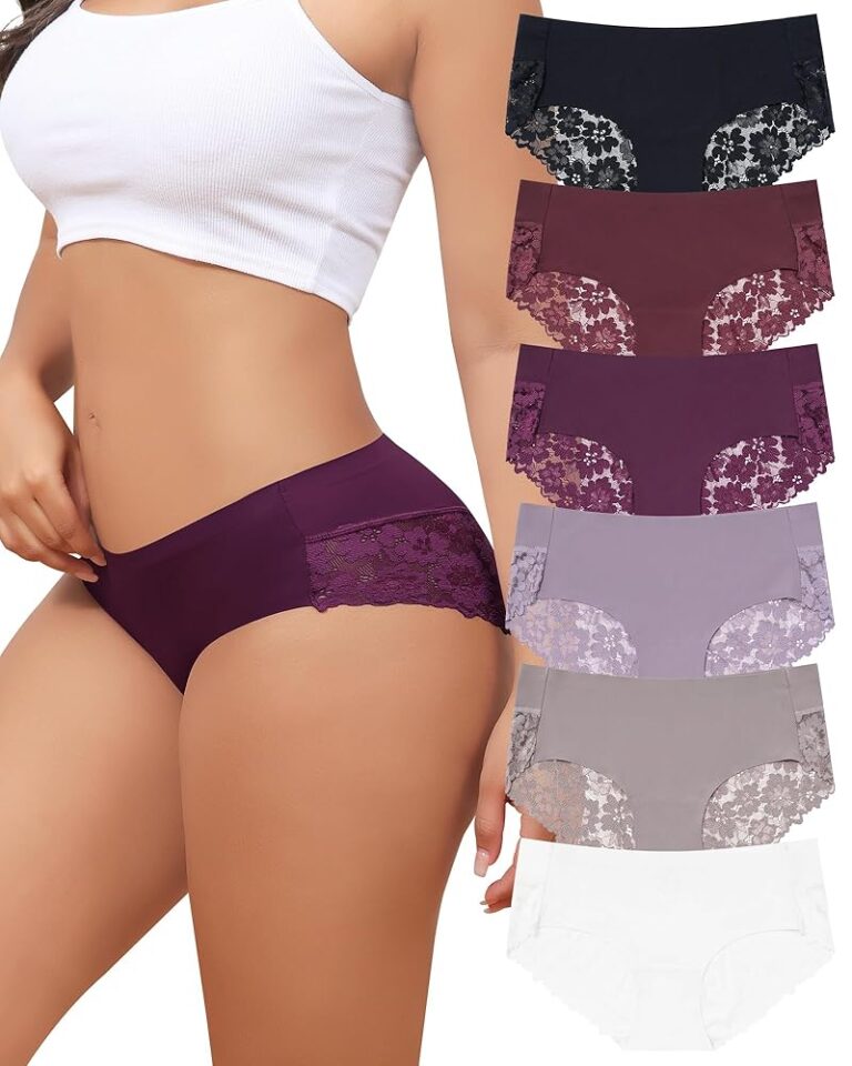 Levao 6er Set Damenunterwäsche Nahtlose Spitzen-Hipster Slips Bequeme Panties für Frauen in den Größen S-XXL