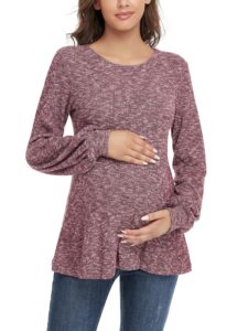 Love2Mi Damen Umstandspullover Langarm Gestricktes Oberteil für Schwangere