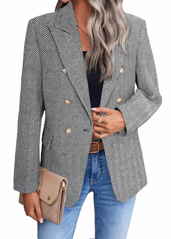 Mina Self 2024 Damen Tweed-Blazer, festlich, vollständig gefüttert, warm, stylish, lässig-elegant, ideal als Arbeitsjacke mit praktischen Manteltaschen