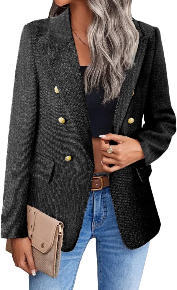 Mina Self 2024 Damen Tweed-Blazer für Weihnachten, komplett gefüttert, warm, stilvoll, lässig-elegant, Arbeitsjacke mit Manteltaschen