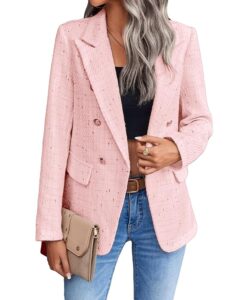 Mina Self 2024 Damen Tweed-Blazer – Vollständig gefüttert, warm und modisch für Weihnachten, lässig-elegant, ideal als Arbeitsjacke mit Manteltaschen