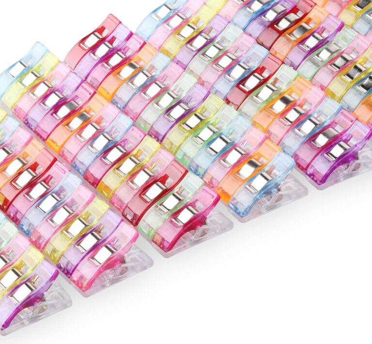 Nähclips, 100 Stück bunte Kunststoffklammern – Nähzubehör für Quilten, Einbinden, Näharbeiten sowie Stricken und Häkeln