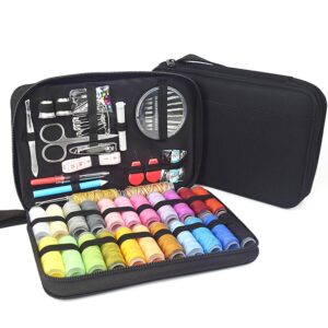 Nähset 97-teilig mit 24 Fadenspulen – Komplettes Mini-Nähzubehör für Anfänger, Reisende, Verwandte und Freunde in Schwarz