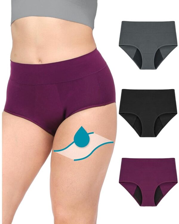 Neione Damen Unterwäsche für starke Menstruationsblutungen – Baumwoll-Slips mit hoher Taille, passend für 4 Tampons