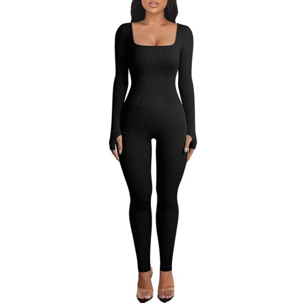 OEAK Damen Sportanzug: Langärmeliger Jumpsuit für Yoga, Stretch Bodysuit, figurbetonter Einteiler, Trainingsanzug und Hosenanzug