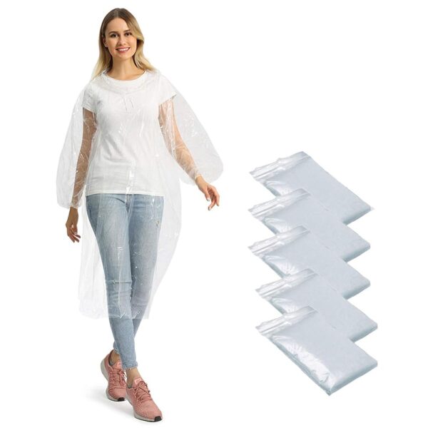 Opret 5/10/20 Stück Transparente Regenponchos für Damen und Herren, Wasserdichter Regenschutz mit Kapuze, Tunnelzug und elastischen Manschetten, Leichter transparenter Regenponcho