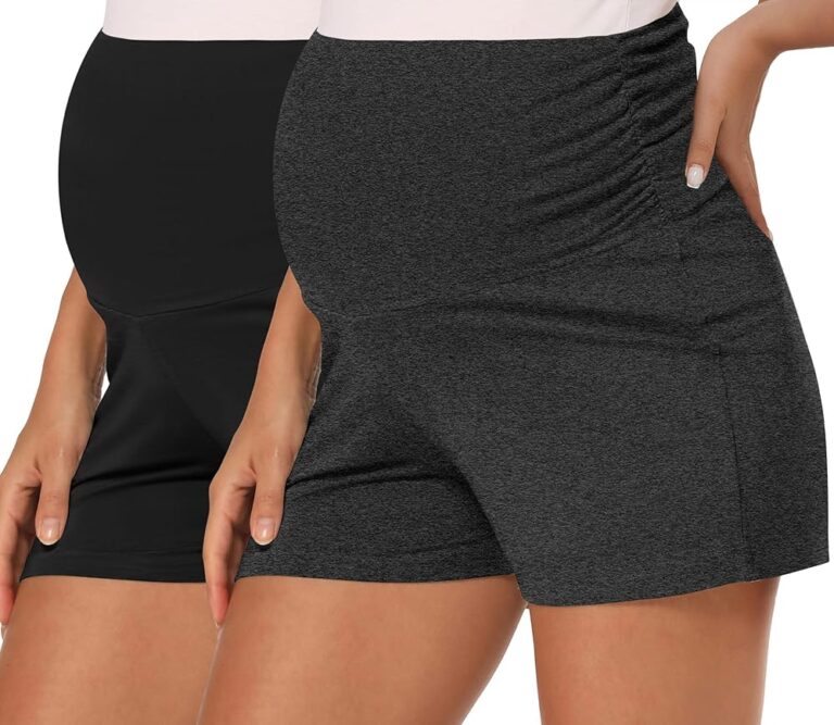 Peauty Ultraweiche Umstands-Biker-Shorts, über dem Bauch, dehnbar, ideal für Loungewear und Post-Geburts-Workouts