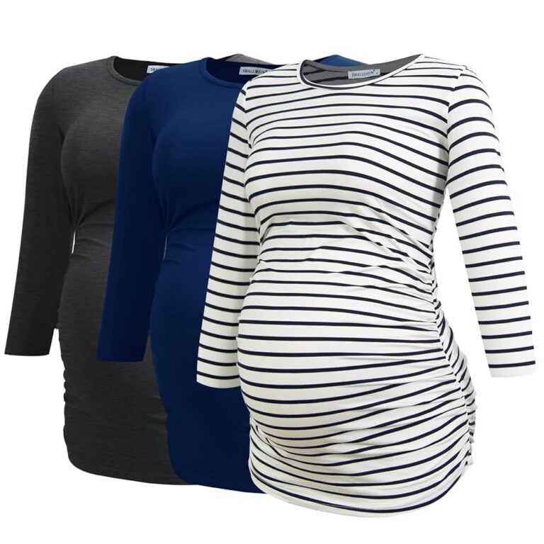 Smallshow Damen Umstandstopps im 3er-Pack – 3/4 Arm Tunika für Schwangerschaft