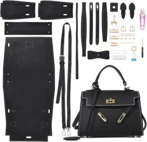 WADORN DIY-Set für die Herstellung von PU-Leder-Taschen mit Obergriff, Handgefertigte Damen-Designer-Taschen-Nähmaterialien, Trendige Satchel-Geldbörse