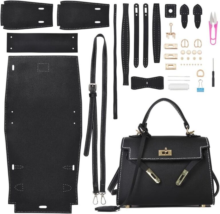 WADORN DIY-Set für die Herstellung von PU-Leder-Taschen mit Obergriff, Handgefertigte Damen-Designer-Taschen-Nähmaterialien, Trendige Satchel-Geldbörse