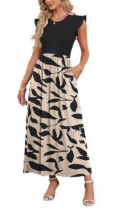 AUSELILY Damen Maxi Kleid mit Taschen - Lässige Eleganz für den Sommer
