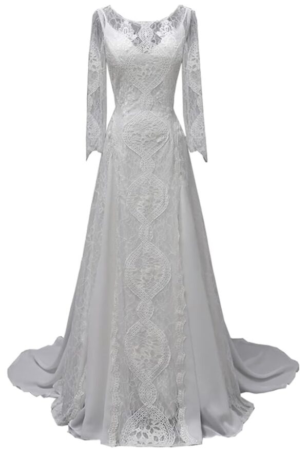 Boho Hochzeitskleider für Bräute - Plus Size mit langen Ärmeln und Spitze